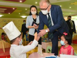 Staff Members of Diplomatic Missions in DPR Korea Visit Pyongyang Baby Home and Pyongyang Orphanage